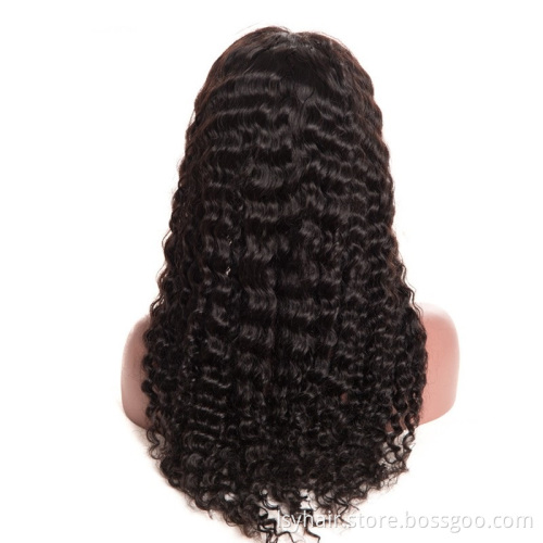 Deep Wave  Lace Front Wig 100%  Raw Human Hair , Gluesless Deep Wave Lace Front Wigs With Elastic Band Wigs For African American